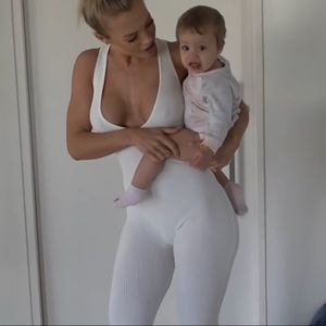 Tammy Hembrow all white jumpsuit